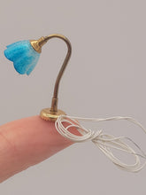 Load image into Gallery viewer, Dollhouse Miniature ~ Blue &quot;Frosted Glass&quot; Flower Lamp by Lighting Bug
