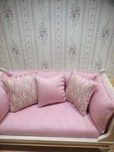 Load image into Gallery viewer, Pink Couch with White Wood Frame
