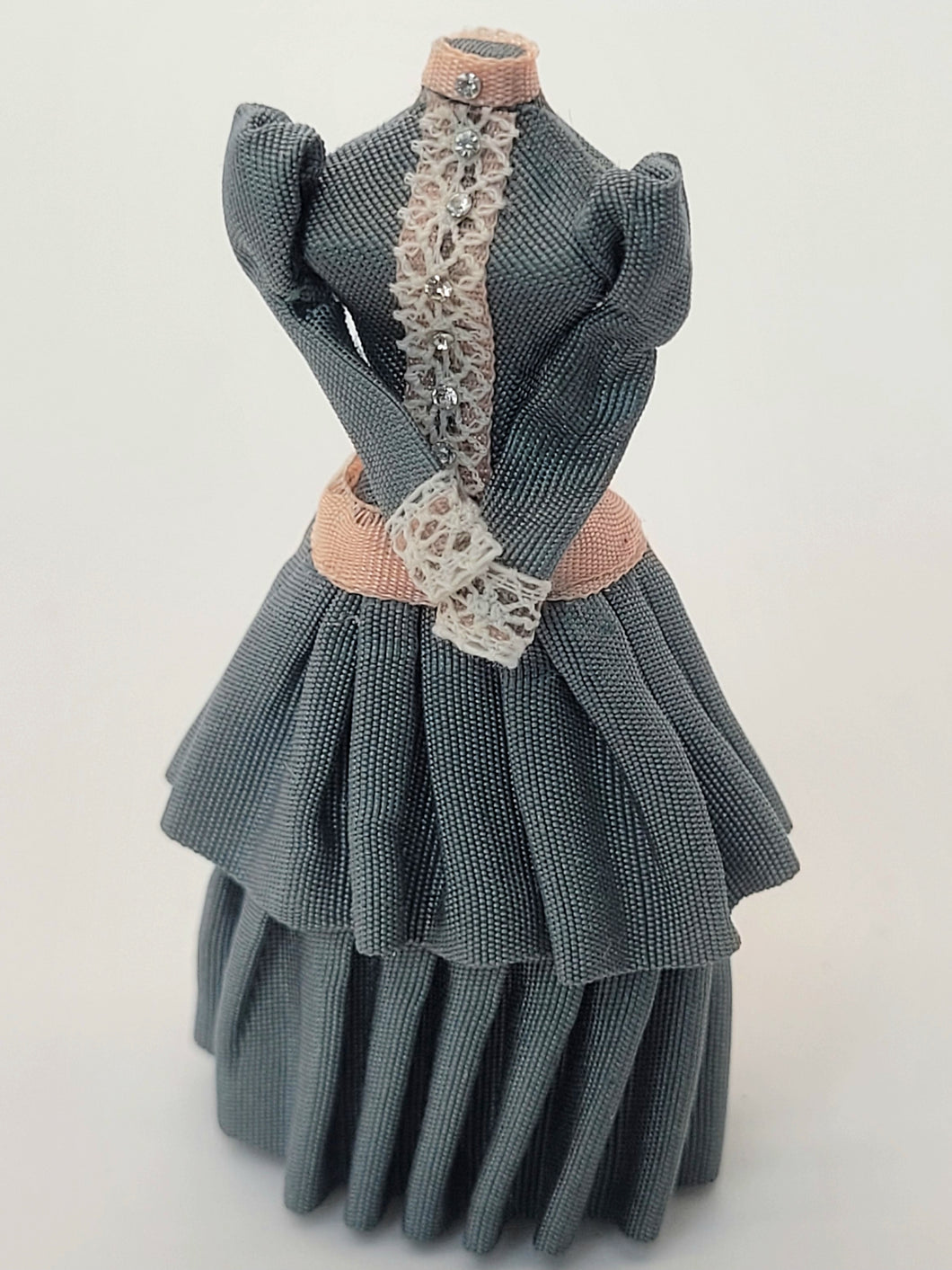 Handmade Blue Victorian Dress with Pink Bow