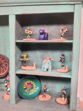 Load image into Gallery viewer, Dollhouse Miniature ~ 1:12 Scale, Turquoise Display Shelf with Native Figurines and Art
