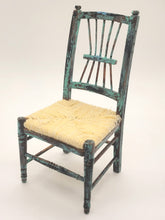 Load image into Gallery viewer, Dollhouse Miniature ~ 1:12 Scale, 3pc Living Room Set with Turquoise Decorated Credenza, Chair, and Baja-Style Rug
