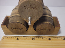 Load image into Gallery viewer, Medium - Zinfandel, Chianti, and Cabernet Barrels on Wooden Display Stand
