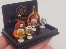 Load image into Gallery viewer, Dollhouse Miniature ~ 2 Cognac Bottles with Glasses by Reutter Porcelain
