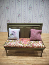 Load image into Gallery viewer, Green Bench with 2 Pillows and Floral Benchseat
