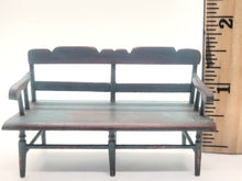 Load image into Gallery viewer, Dollhouse Miniature ~ 1:24 Scale, IGMA George Hoffman Blue Painted Wooden Bench
