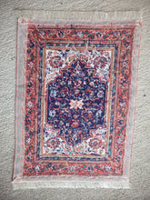 Load image into Gallery viewer, Dollhouse Miniature ~ Petit Point Persian-Style Rug with Navy &amp; Red Accents and Layering Borders - Ursula Sauerberg
