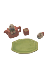 Load image into Gallery viewer, Janice Crawley – Humpty Dumpty Porcelain Tea Set on Green Tray
