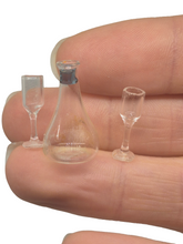 Load image into Gallery viewer, 3pc Handblown Glass Decanter &amp; Champagne Flute Set
