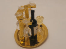 Load image into Gallery viewer, Brass Wine Holder with Wine and Glasses
