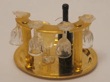 Load image into Gallery viewer, Brass Wine Holder with Wine and Glasses
