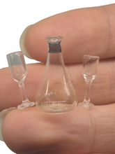 Load image into Gallery viewer, 3pc Handblown Glass Decanter &amp; Champagne Flute Set
