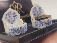 Load image into Gallery viewer, Dollhouse Miniature ~ 1:12 Scale, Salt Cellars with Blue White and Gold
