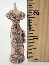 Load image into Gallery viewer, Handmade Lace Brown and Nude Dress on Porcelain Mannequin
