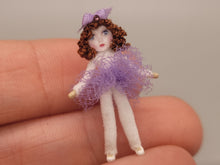 Load image into Gallery viewer, 1&quot; Ballerina Doll with Auburn Hair &amp; Purple Tutu - by Cheryl Warder
