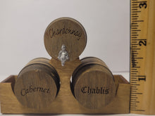 Load image into Gallery viewer, Medium - Chardonnay, Cabernet, and Chablis Barrels on Wood Holder
