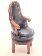 Load image into Gallery viewer, Dollhouse Miniature ~ 1:24 Scale, Black Leather Swivel Chair
