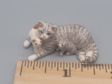Load image into Gallery viewer, Resin Grey Tabby Cat Laying with Kittens

