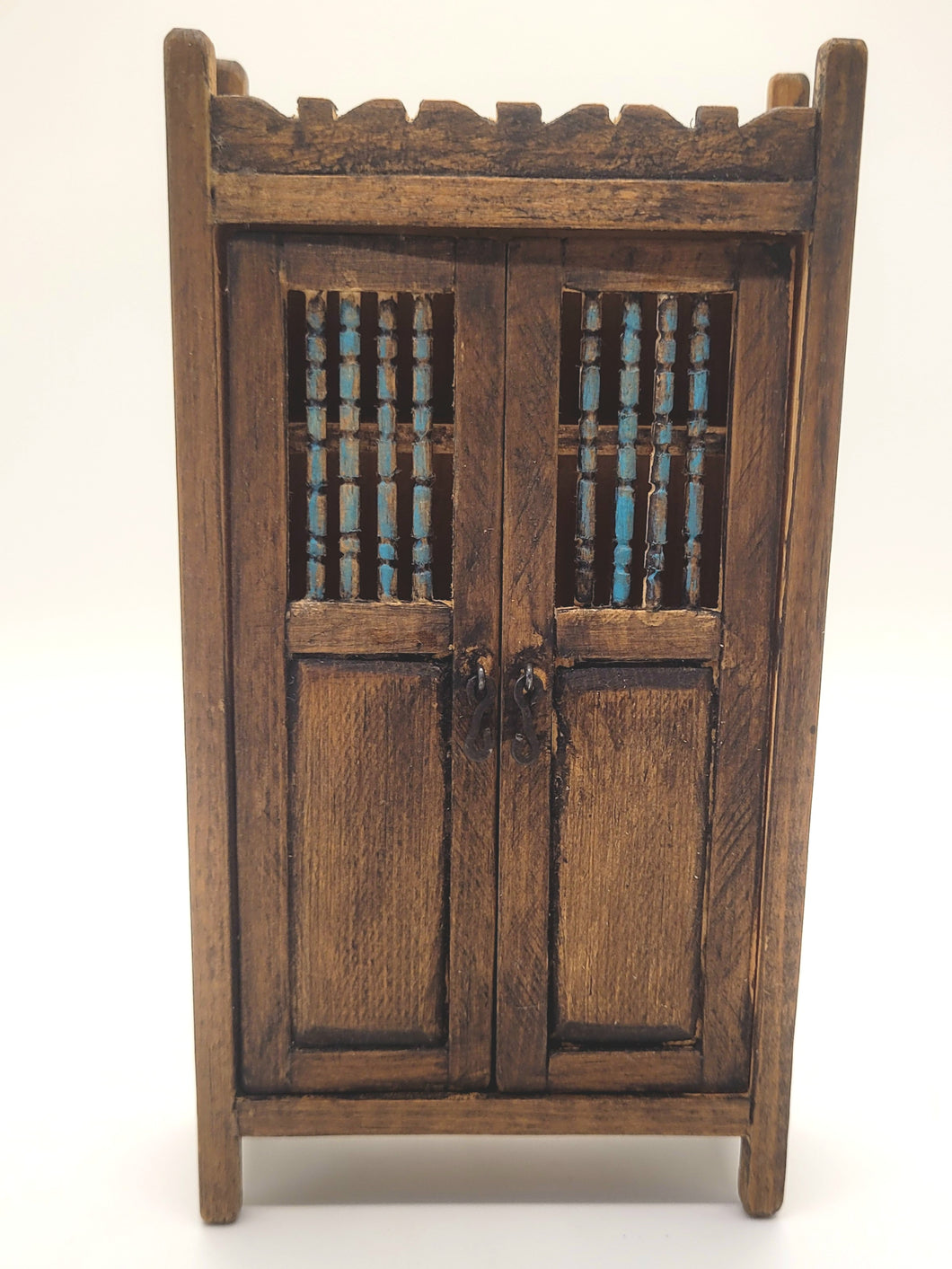 Dollhouse Miniature ~ 1:12 Scale, Wooden Wardrobe with Beaded Window