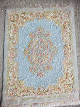 Load image into Gallery viewer, Dollhouse Miniature ~ Petit Point Pastel Blue Rug with Regal Baroque Border - Ursula Sauerberg
