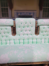 Load image into Gallery viewer, Teal &amp; White Rose Patterned Sofa by JBM
