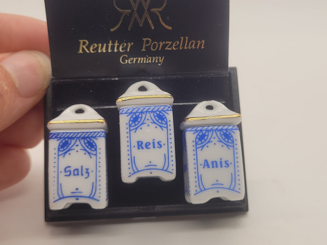 Dollhouse Miniature ~ 3 Storage Containers for Rice, Salt, and Anise