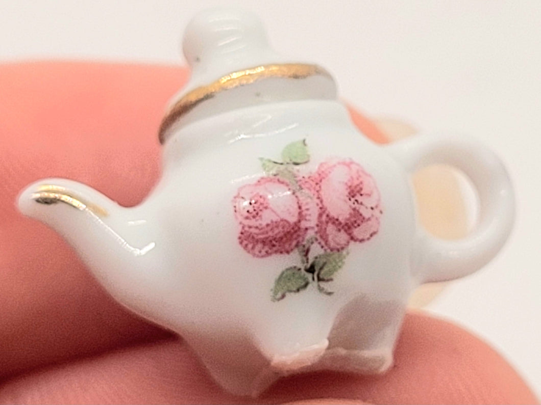 Dollhouse Miniature ~ Reutter Porcelain Rose Teapot