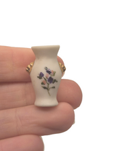 Load image into Gallery viewer, Vintage Porcelain Vase with Handpainted Flowers with Golden Handles - Signed JD
