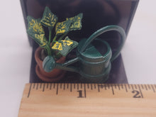 Load image into Gallery viewer, Dollhouse Miniature ~ Plant and Green Watering Can by Reutter Porcelain

