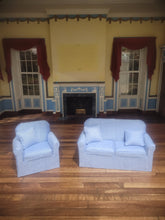 Load image into Gallery viewer, Light Blue Fabric Couch &amp; Chair Handmade
