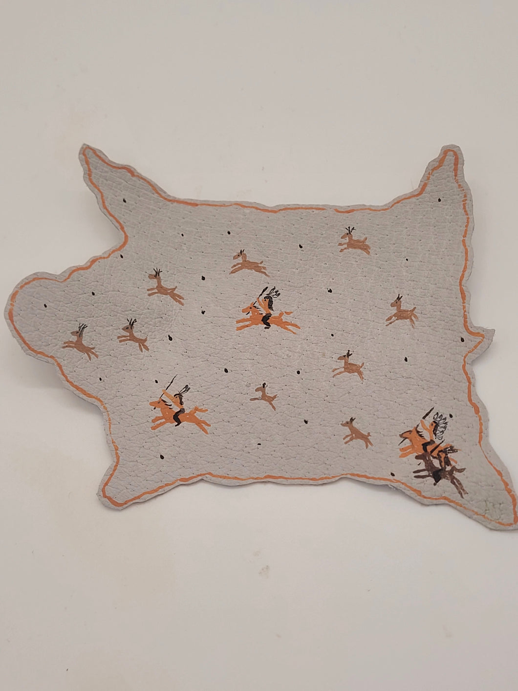 Dollhouse Miniature ~ 1:12 Scale, Leather Rug with Native American Hunting Scene Depicted