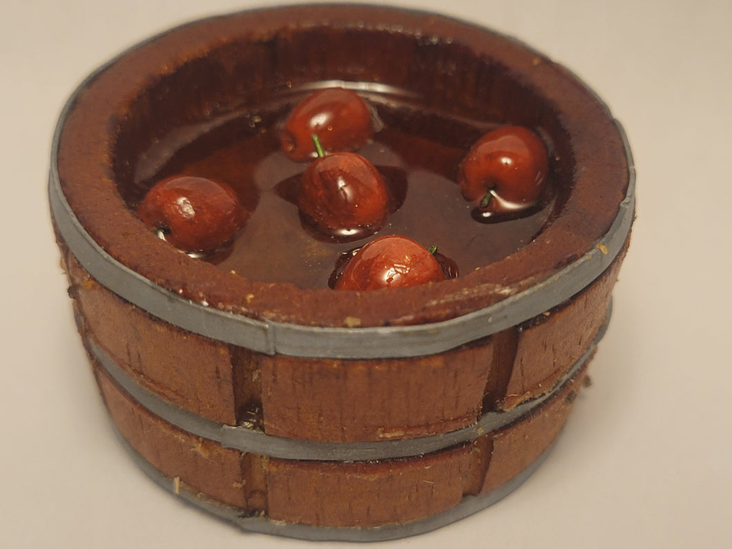 Wooden Bucket with Red Delicious Apples for Bobbing