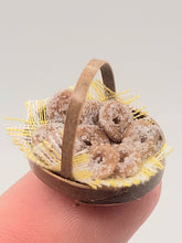 Load image into Gallery viewer, Dollhouse Miniature ~ 1:24 Scale, Cinnamon Donuts in Basket
