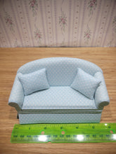 Load image into Gallery viewer, White Triangle Pattern on Light Blue Couch
