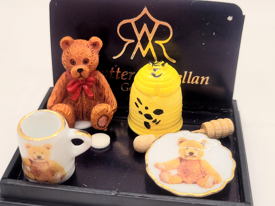 Dollhouse Miniature ~ 1:12 Scale, Honey Bear Breakfast Set by Reutter Porcelain