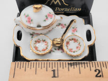 Load image into Gallery viewer, Dollhouse Miniature ~ 1:12 Scale, Soup Tureen with Bowls &amp; Ladle on Platter - By Reutter Porcelain

