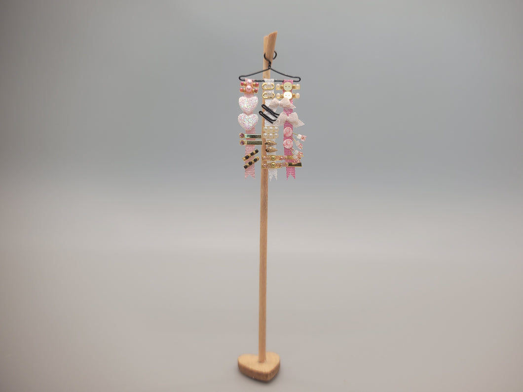 Pink Ribbons and Barrettes for Little Girl on Wooden Stand - by Cheryl Warder