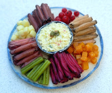 Load image into Gallery viewer, Deli Platter with Vegetables, Cheese, and Dip on Tray
