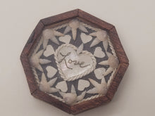 Load image into Gallery viewer, 1&quot; Sailor&#39;s Valentine - &#39;Love&#39; Inscribed Centerpiece with Hearts &amp; Assorted Shells - by Pam Friend
