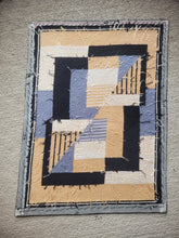 Load image into Gallery viewer, Dollhouse Miniature ~ Petit Point Black, Burnt Orange, Tan, and Blue Geometric Modern Rug - Ursula Sauerberg
