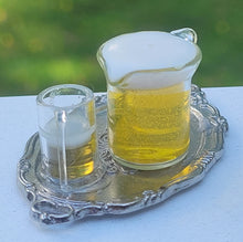 Load image into Gallery viewer, Beer Pitcher with Glass Steins on Metal Platter
