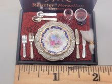 Load image into Gallery viewer, Dollhouse Miniature ~ 1:12 Scale, Royal Blue Dinner Place Setting by Reutter Porcelain
