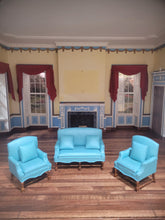 Load image into Gallery viewer, 3pc Blue Aztec Style Pattern Living Room Set by JBM
