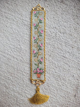 Load image into Gallery viewer, Dollhouse Miniature ~ Petit Point Hanging Rectangular Rose Tapestry with Tassel - Ursula Sauerberg
