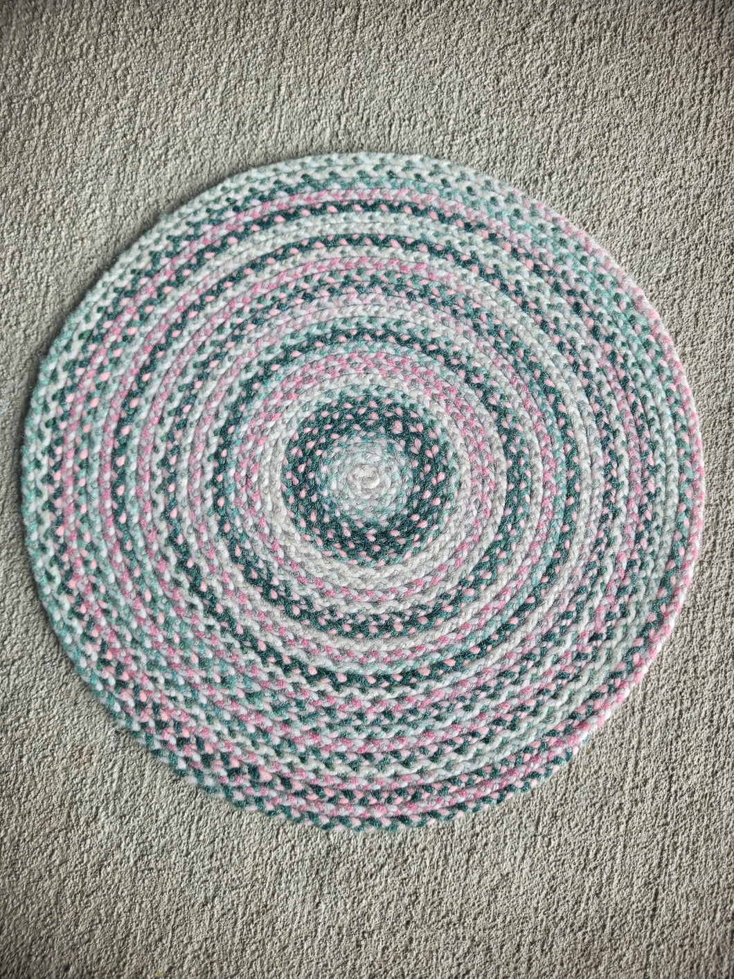Dollhouse Miniature ~ Petit Point Round Multicolored Rug
