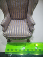Load image into Gallery viewer, 2pc Striped Light Pink &amp; Purple Arm Chair and Foot Stool
