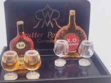 Load image into Gallery viewer, Dollhouse Miniature ~ 2 Cognac Bottles with Glasses by Reutter Porcelain
