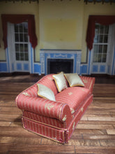 Load image into Gallery viewer, 2pc Red Striped Living Room Set, Couch &amp; Chair w/ Pillows
