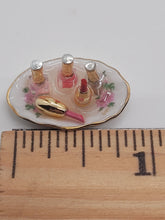 Load image into Gallery viewer, Dollhouse Miniature ~ 1:12 Scale, Lipstick and Nail Polish on Floral Tray by Reutter Porcelain
