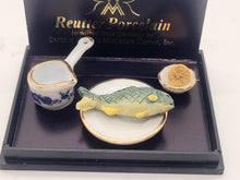 Load image into Gallery viewer, Dollhouse Miniature ~ 3pc Fish and Lemon Set by Reutter Porcelain
