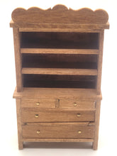 Load image into Gallery viewer, Dollhouse Miniature ~ 1:24 Scale, Wooden Hutch with Shelves and Drawers
